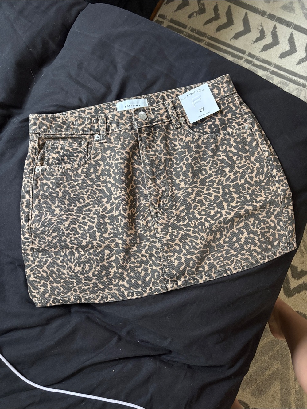 Fabletics Leopard-Print Denim Mini Skirt - Brown & Black